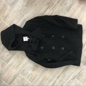 Black hooded long coat